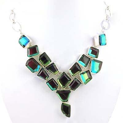 Charming Labradorite Glass German 925 Silver Necklace Awesome Necklace Certified Necklace