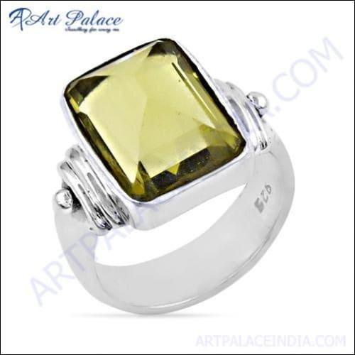 Charming Lemon Quartz Gemstone 925 Silver Ring