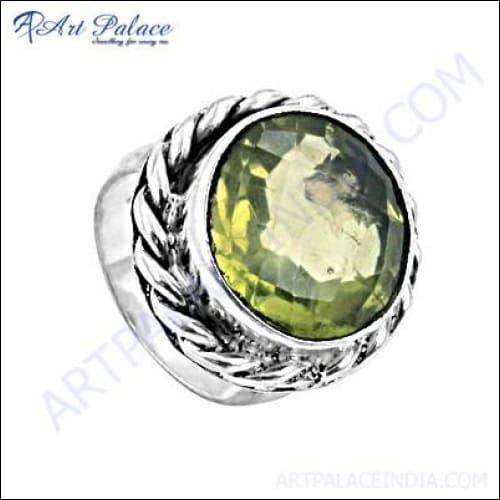 Charming Lemon Quartz Gemstone German Silver Jewelry Rings Lemon Quartz Rings Gemstone Silver Rings