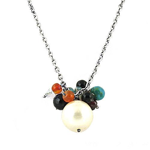 Charming Multi Stone 925 Silver Necklace Healing Gemstone Pendant Silver Chain Neklace at Wholesale Price Beaded Necklace Glamours Necklace