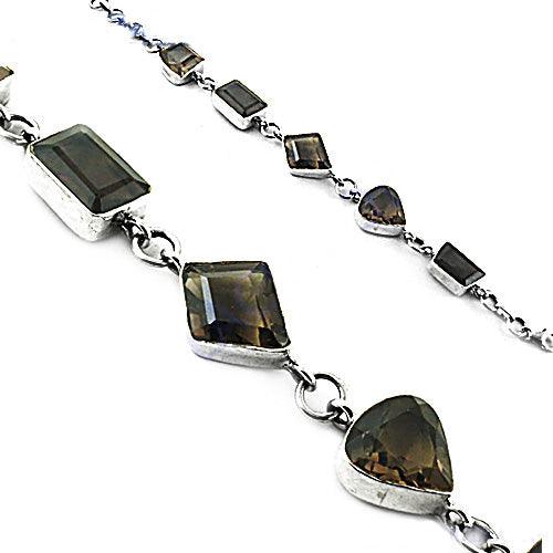 Charming Smokey Quartz Gemstone Silver Bracelet Artisan Design Bracelet Fantastic Bracelet