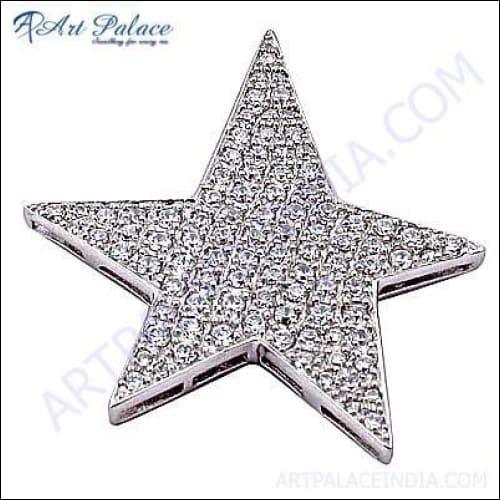 Charming Star Style Cubic Zirconia Gemstone Silver Pendant