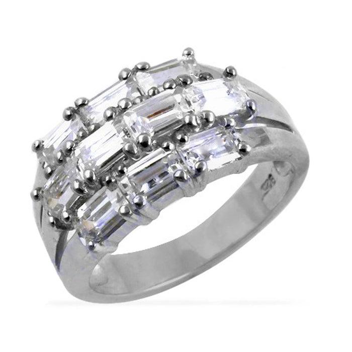 Classic Cubic Zirconia Gemstone 925 Silver Ring Cz Rings Precious Gemstone Rings