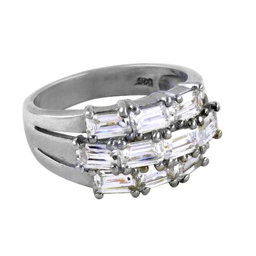 Classic Cubic Zirconia Gemstone 925 Silver Ring Cz Rings Precious Gemstone Rings