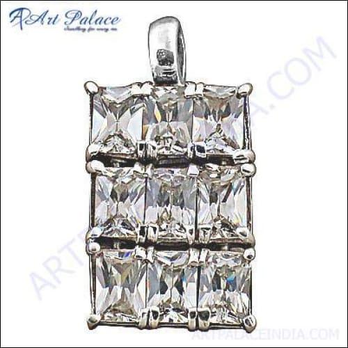 Classic Cubic Zirconia Gemstone Silver Pendant Cz Pendant 925 Silver Pendant Coolest Pendant