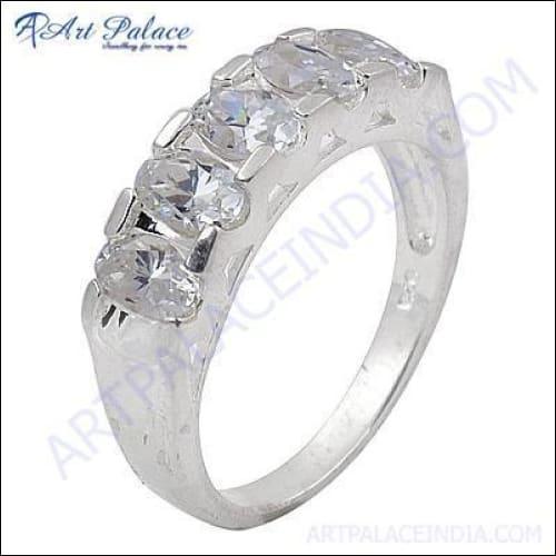 Classic Cubic Zirconia Gemstone Silver Ring Fashion Cz Rings Solid Rings Cz Rings