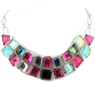 Classic Druzy & Pink Glass Stone German Silver Necklace Exquisite Necklace Multistone Necklace