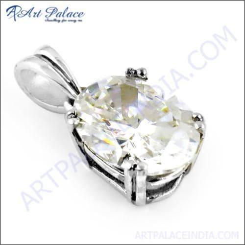 Classic Gemstone Silver Pendant With Cubic Zirconia Cz Silver Pendant Pretty Pendant