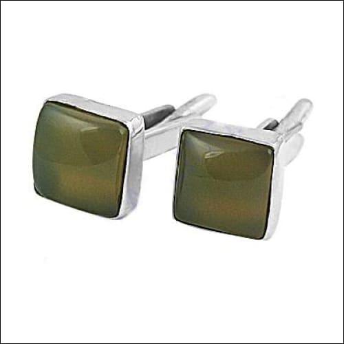 Classic Personalised Square Chalcedony Silver Cufflinks, 925 Sterling Silver Jewelry Handmade Cufflink