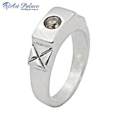 Classic Silver Ring For Men And Women Cubic Zirconia Gemstone Silver Ring Round Cz Rings Simple Cz Rings