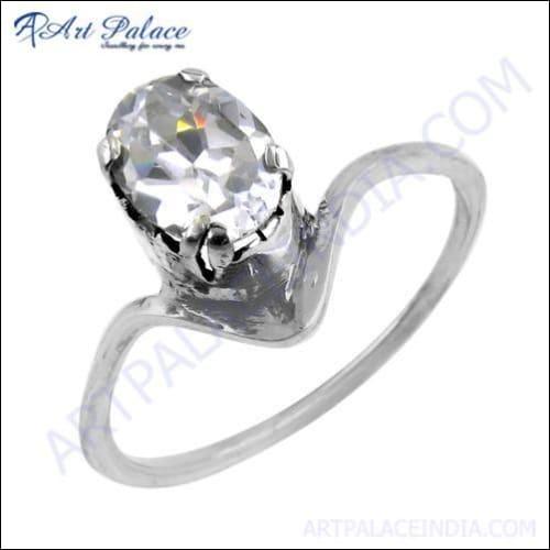Classy Cubic Zirconia Gemstone Silver Ring