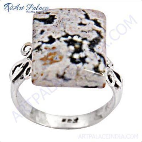 Cocktail Jasper Gemstone Sterling Silver Ring