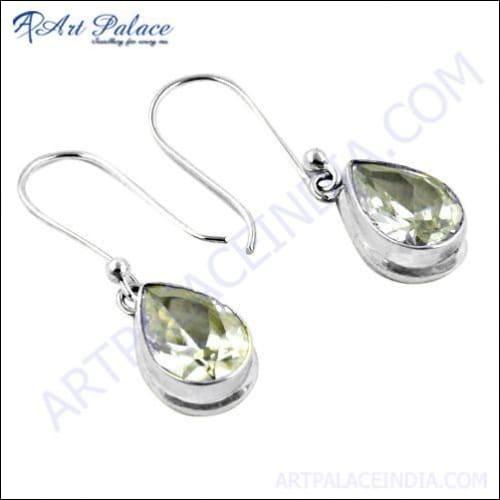 Cool Cubic Zirconia Gemstone Silver Earrings, 925 Sterling Silver Jewelry