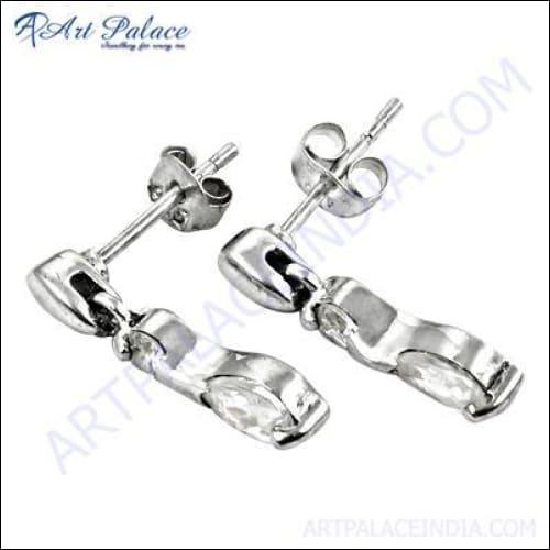 Cool Cubic Zirconia Gemstone Silver Earrings White Cz Earrings Cz Silver Earrings