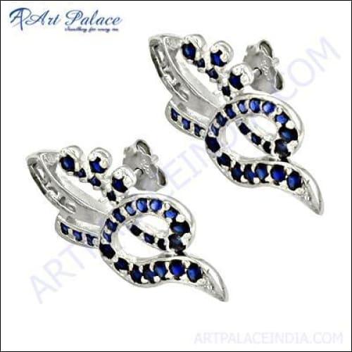 Creative Iolite Gemstone Silver Earrings Blue Gemstone Earrings Handmade Earrings