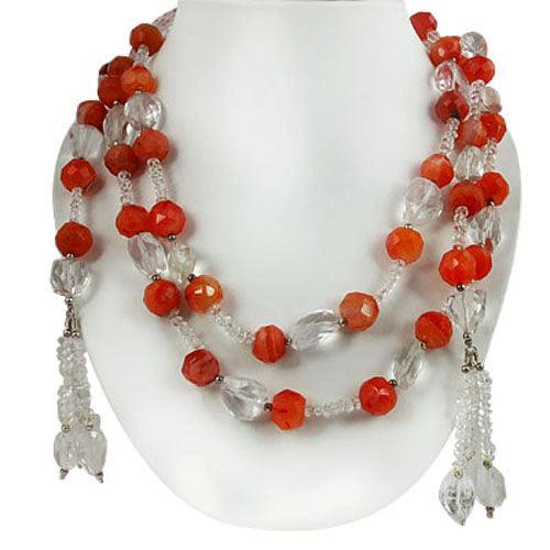 Crystal and Red Onyx Gemstone 925 Silver Necklace Coolest Necklace Beaded Necklace