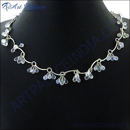 Crystal Gemstone Silver Necklace