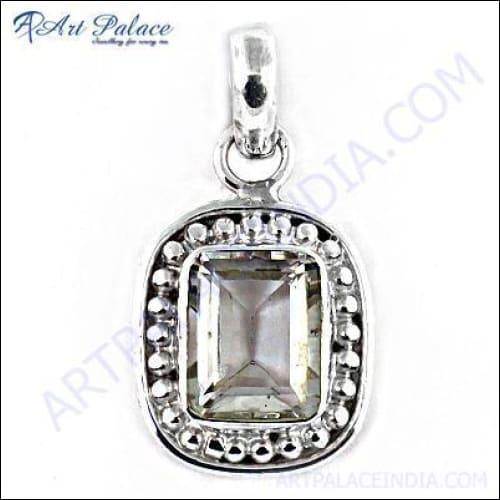 Crystal Pendant Gemstone Jewelry, 925 Sterling Silver Jewelry Crystal Ethnic Pendant Party Wear Pendant