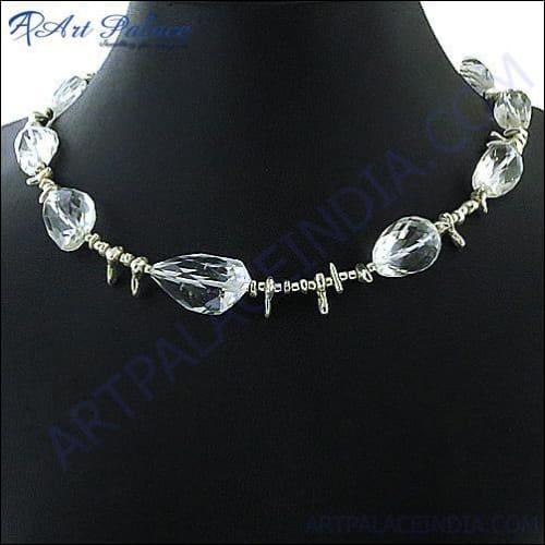 Crystal Stone Silver Necklace