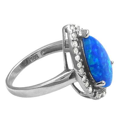Cubic Zircon And Synthetic Turquoise Gemstone 925 Silver Ring High Class Cz Rings Latest Cz Rings