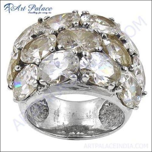 Cubic Zirconia Gemstone Silver Ring Magnificent Cz Rings Trendy Cz Rings Latest CZ Rings