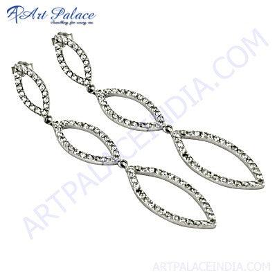 Cubic Zirconia Gemstone Sterling Silver Earrings Cz Earrings Trendy Earrings