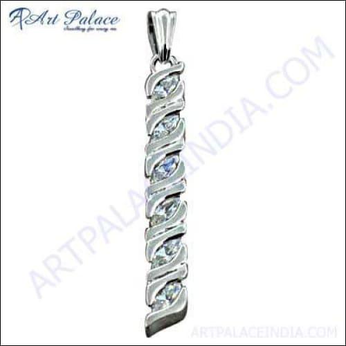 Cubic Zirconia Silver Pendant in 925 Sterling Silver Jewelry