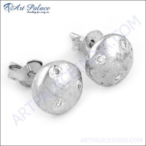 Cute 925 Sterling Silver Stud Earrings With Cubic Zirconia