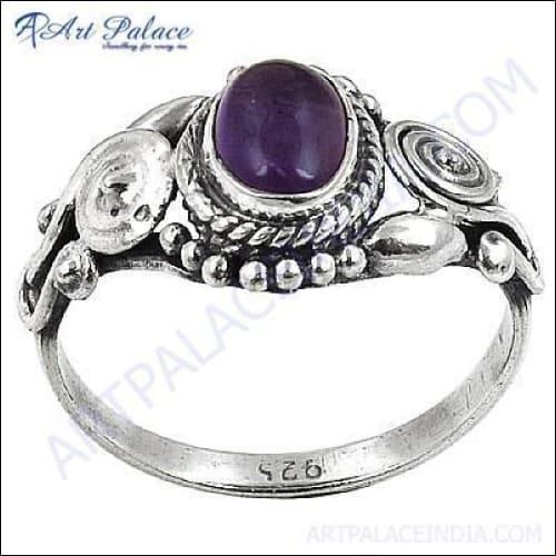 Cute Ethnic Designer Amethyst Gemstone Silver Ring Faceted Rings Precious Gemstone Rings