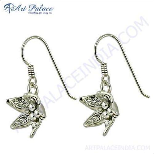Cute Flower Style Plain Silver Earrings