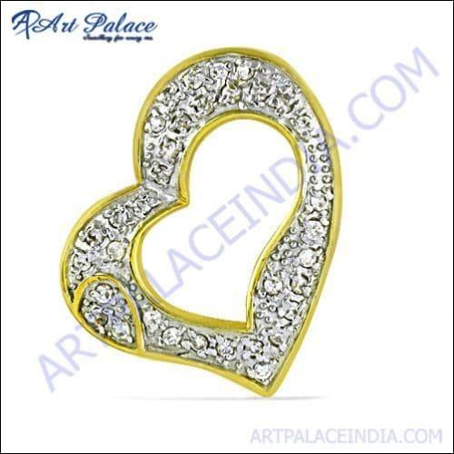 Cute Heart Style Cubic Zirconia Gemstone Silver Pendant
