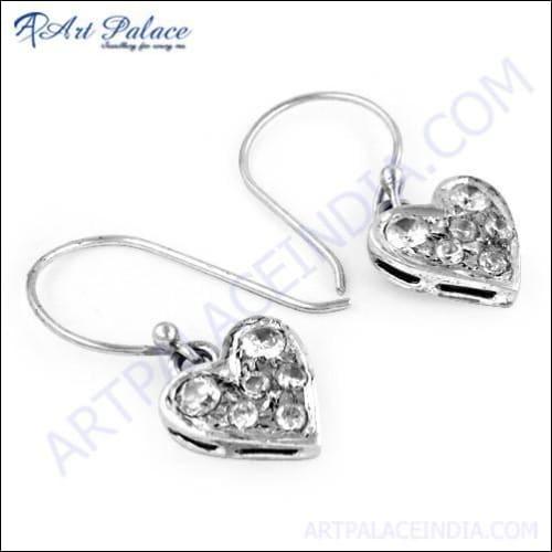Cute Heart Style Cubic Zirconia Silver Earrings