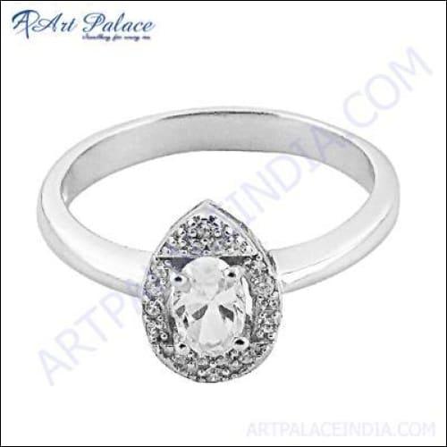 CZ Silver Ring Comfortable CZ Ring Shiny CZ Sterling Silver Ring White CZ Rings
