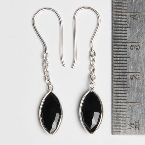 Dangle 925 Sterling Silver Black Onyx Marquise Gemstone Earring Glittering Earring