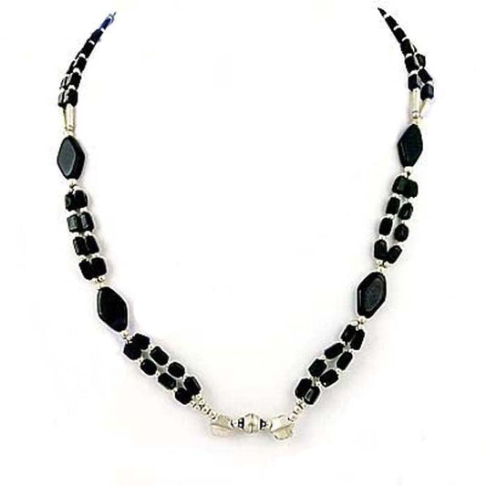 Dazzling Black Onyx Gemstone German 925 Silver Necklace Fashionable Necklace Superb Necklace