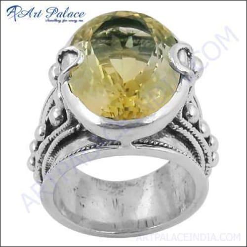 Dazzling Citrine Gemstone Silver Designer Ring Yellow Gemstone Rings Attractive Gemstone Rings Ethnic Rings