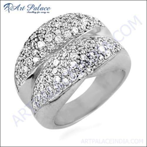 Dazzling Cubic Zirconia Gemstone 925 Silver Ring