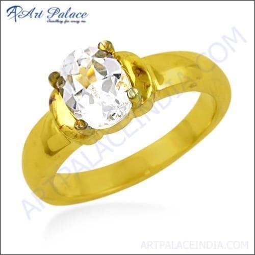 Dazzling Cubic Zirconia Gemstone Silver Gold Plated Ring