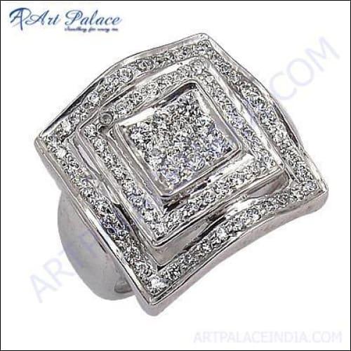 Dazzling Cubic Zirconia Gemstone Silver Ring Attractive Cz Rings New Arrival Cz Rings