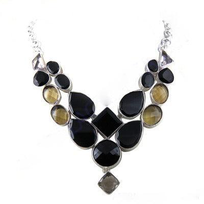 Dazzling Multi Stone Gemstone German 925 Silver Necklace Multi Gemstone Necklace Solid Necklace