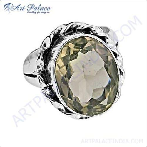 Dazzling Smokey Quartz Gemstone German Silver Rings Precious Gemstone Rings Stylish Gemstone Rings