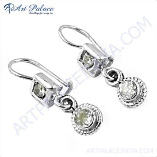 Delicate Cubic Zirconia Gemstone Silver Earrings, 925 Sterling Silver Jewelry Perfect Cz Earrings Cz Silver Earrings