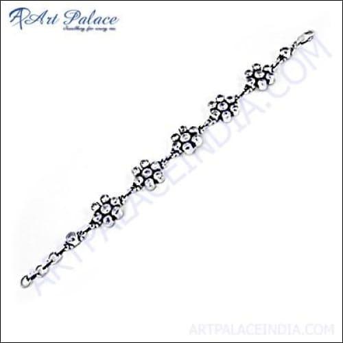 Delicate Flower Shape Cubic Zirconia Gemstone Silver Bracelet Cz Bracelet Feminine Cz Bracelet
