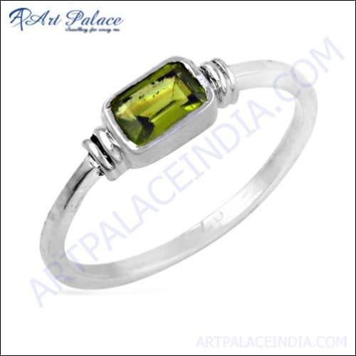 Delicate Peridot Gemstone Silver Ring