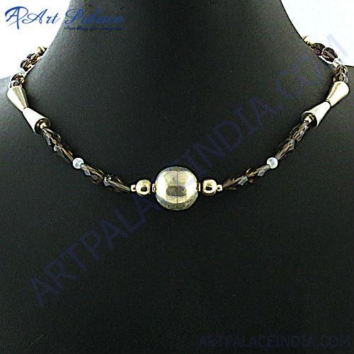 Delicate Rainbow Moonstone & Smokey Quartz Stone 925 Silver Necklace Feminine Necklace Natural Beaded Necklace