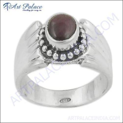 Delicate Ruby Gemstone Silver Ethnic Ring