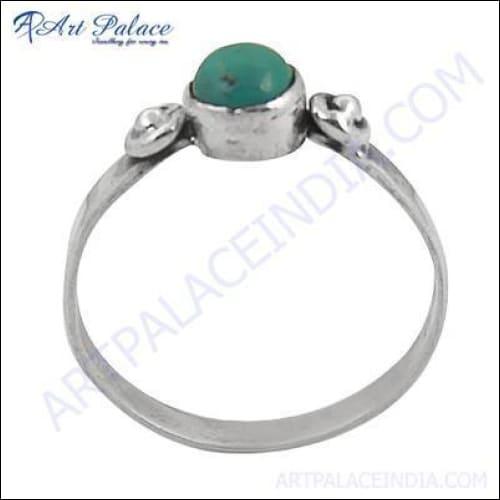 Delicate Turquoise Gemstone Silver Ring