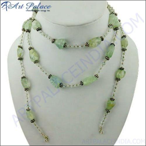 Designer & Elegant Aquamarine Gemstone Silver Necklace