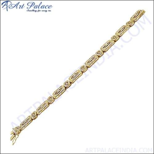 Designer Cubic Zirconia Gold Plated Silver Bracelet Latest Cz Bracelet Artisanal Cz Bracelet