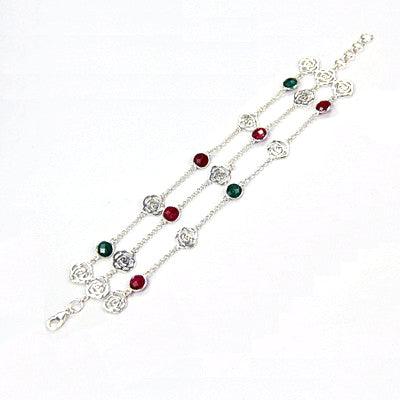 Designer Green & Red Corundum Silver Bracelets Fantastic Bracelet Latest Bracelet